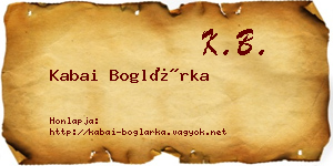 Kabai Boglárka névjegykártya